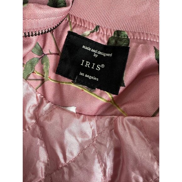 Iris Los Angeles Blush Pink Floral Rose Soft Bomber Jacket size M - Picture 4 of 8